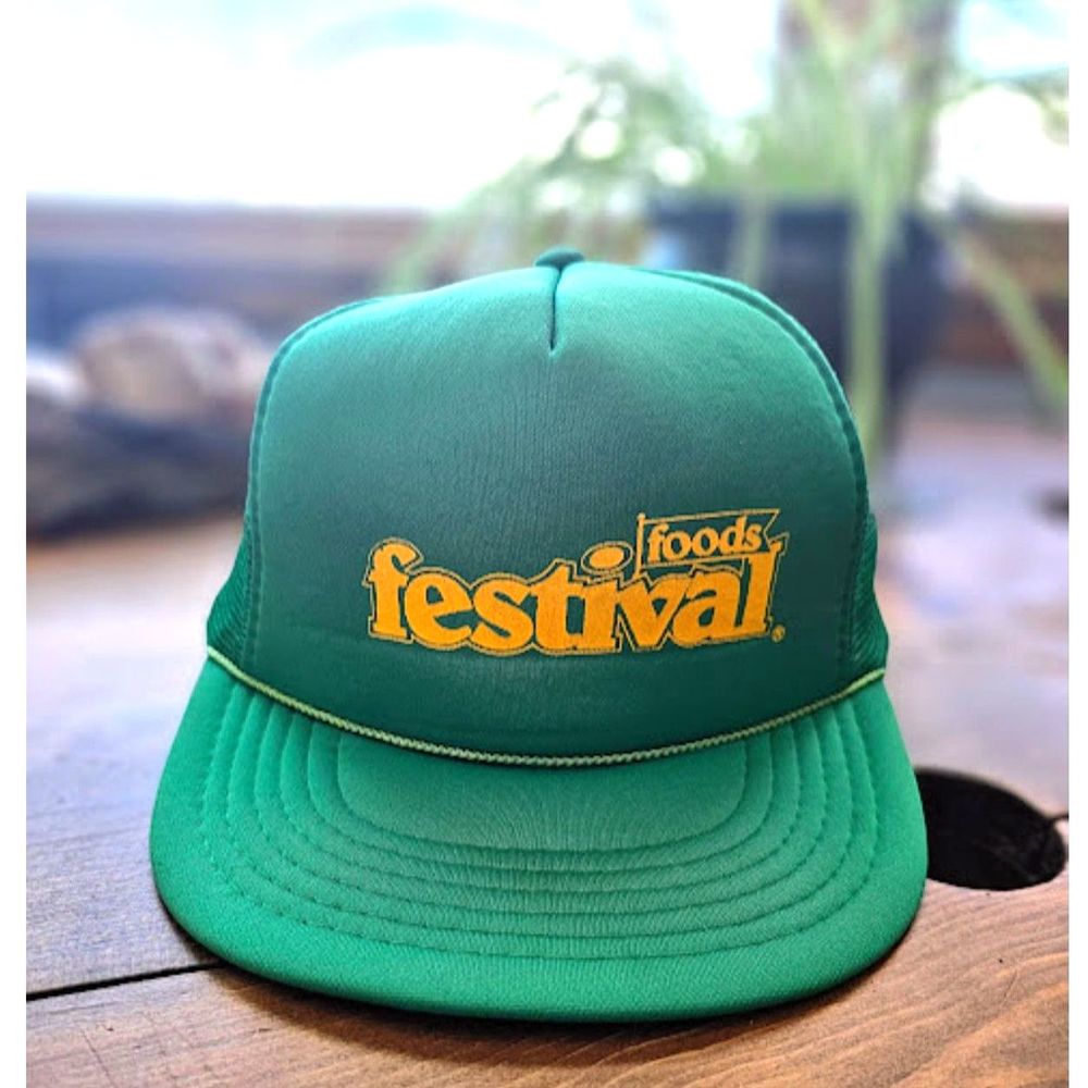 Vintage Festival Foods Wisconsin Grocery Store Green Snapback Trucker Hat